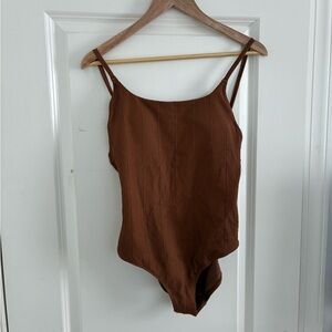 NWT Aerie Chocolate Brown Full Coverage One Piece Swim
